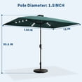 thumbnail image 2 of Garvee 10' x 6.5' Solar Patio Umbrella,Table Umbrella ,Crank & Push Button Tilt, 6 Sturdy Ribs, Blue, 2 of 8