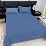 Cagogo under $5 Washable Cotton Bed Sheet, Washed Cotton Bed Sheet Queen Size Fitted Sheet, Soft Breathable Bedding for Home Dormitory Apartment, Easy Wash Bed Linen, Solid Color Bed Sheet