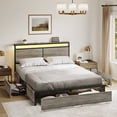 thumbnail image 2 of GUNAITO LED Platform Bed Frame, Queen Size with Headboard and 4 Storage Drawers, Gray, 2 of 8