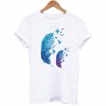 thumbnail image 3 of EGNMCR T-Shirts pour Femmes Mode Femmes T-Shirt à Manches Courtes Imprimé Plume Haut Décontracté Tee Blouse, 3 of 3