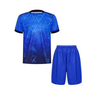 Aislor Boys Football Kit Quick Dry Moisture Wicking Soccer Jersey with Shorts Set Football Practice Outfits Blue A 12