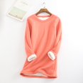 thumbnail image 2 of Chandail en Molleton Doublé Sherpa en Polaire pour Femmes, Chandail Chaud d'Hiver, Col Rond, Automne, Tunique de Détente, Rouge Melon D\'eau 2TG, 2 of 7