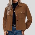 thumbnail image 2 of Timegard Button down Shirts for Women Cropped Long Sleeve Jackets Fall Solid Color Casual Loose Tops, 2 of 7