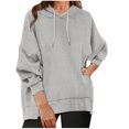 thumbnail image 1 of Pisexur Womens Hoodies Solid Color Hooded Sweatshirt Casual Drawstring Oversized Hoodie Fashion Loose Ribbed Fall Tops Pullover Tops with Pocket, 1 of 6