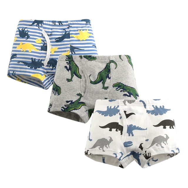 MIASHUI Boys Boxer Shorts Cotton Dinosaur Pattern Boxer Brief Underwear 3 Pack,Blue,2-3 Years