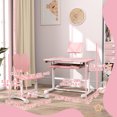 thumbnail image 3 of Qaba Kids Desk and Chair Set Height Adjustable w/ Tilt Desktop, Pink, 3 of 10
