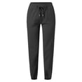 thumbnail image 4 of RKSTN Womens Pants Woman Solid Color Cotton And Linen Drawstring Elastic Waist Long Straight Pants Soft Loose Straight Leg Hiking Pants, 4 of 4