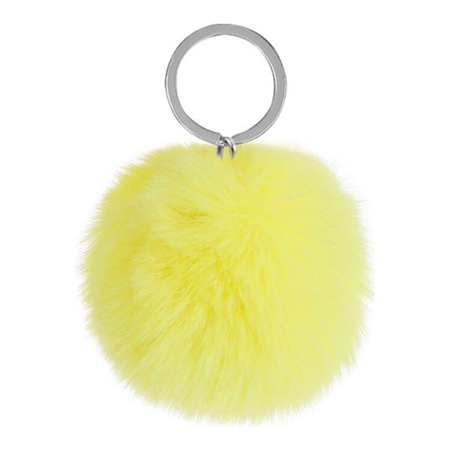 Fuzzy Ball Keychain Supple Comfortable Lovely Key Rings Adorable Practical Key Chains Women for Children Adults Elderly Students Yellow 9cm