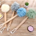thumbnail image 1 of Wooden Long Handle Bath Brush Soft Nylon Mesh Back Scrubber Shower Body Cleaner, 1 of 10
