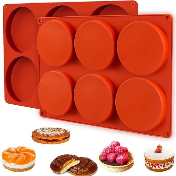 Jetcloudlive 2 Pcs Moules à Dessus de Muffin en Silicone pour la Cuisson, Grands Moules en Silicone pour la Cuisson, Moule de Cuisson Rond en Silicone à 6 Cavités pour Oeuf Nuage Pain Petit Pain Muffins Anglais Sandwichs Moule de Cuisson