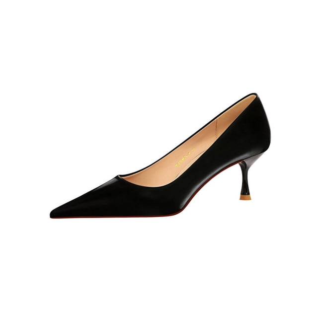 Woobling Womens Comfort Heels Work Comfort Pointed Toe Pumps Dress Shoes Black 8