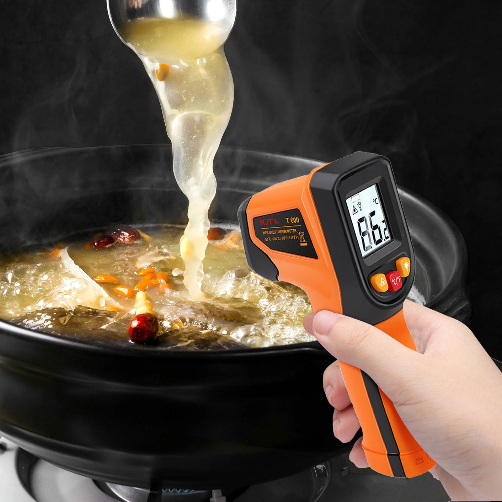 Noehoiugi Handheld Non-Contact Infrared Thermometer (58°F-1112°F) - For Metal Smelting, Cooking, Pizza Oven, Engine Use