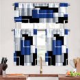 thumbnail image 1 of Navy Blue Kitchen Curtains Tiers and Valances Set 3 Piece for Windows Geometric Modern Art Kitchen Window Curtains Set,Grey and Black Valances for Living Room(36" Tiers Set), 1 of 5