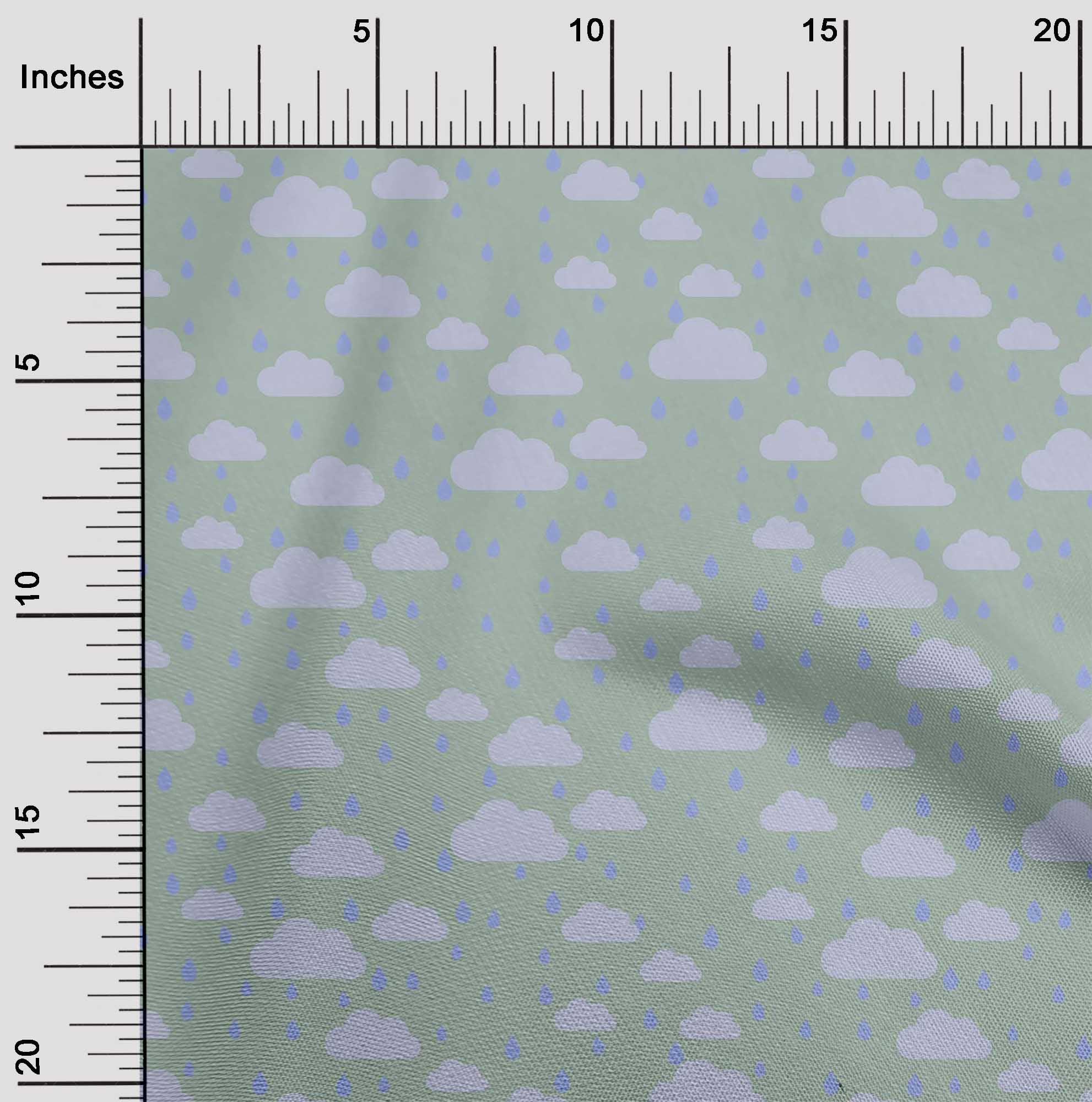 oneOone Georgette Viscose Fabric Raindrop & Clouds Nature Printed Fabric 1 Yard 42 Inch Wide