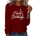 thumbnail image 1 of Timegard Womens Tops Merry Christmas Print Long Sleeve Crewneck Pullover Casual Loose Comfy Tops Fall, 1 of 4