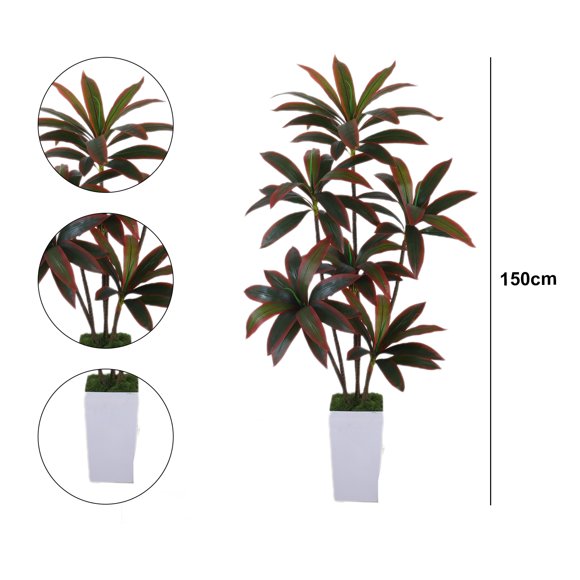 GloryStar Artificial Dracaena Plant, 5FT Decorative Fake Tree in Pot with Adjustable Branches and Leaves,Faux Dragon Tree Indoor Floor Plant for Home Decor Office Living Room Porch Housewarming