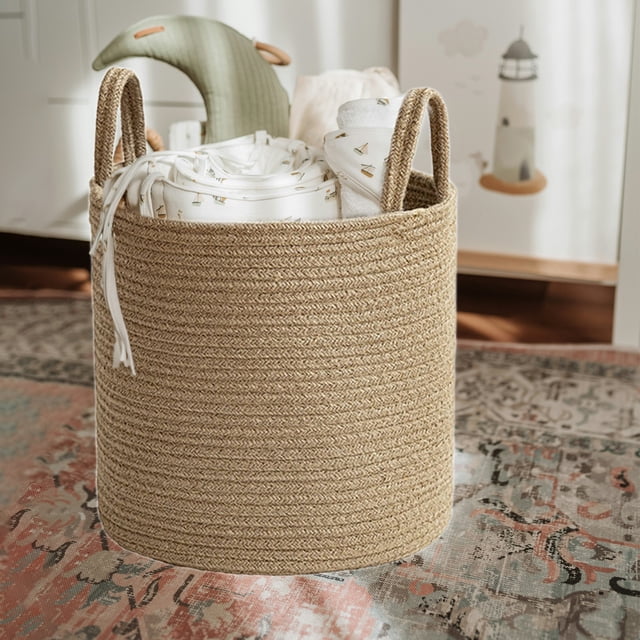 Dvkptbk Storage Basket Rope Hand-Woven Storage Basket Rope Woven Storage Basket Basket Foldable Storage Dirty Clothes Toys Sundries Storage Basket Organising Basket Storage & Organization