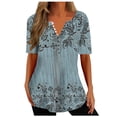 thumbnail image 1 of Birdeem Mode Femme Col en V Imprimé Décontracté Manches Courtes Ample Haut/chemise, 1 of 5