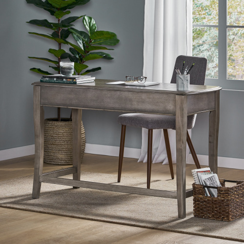 Bureau Debout Réglable avec Dessus Relevable et Rangement Caché / Bureau de 47 Pouces pour la Maison Ou le Travail / Bureau Gris Moderne au Design Champêtre Élégant
