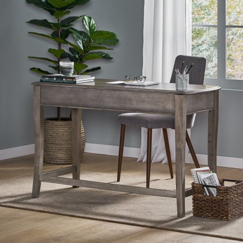 Bureau Debout Réglable avec Dessus Relevable et Rangement Caché / Bureau de 47 Pouces pour la Maison Ou le Travail / Bureau Gris Moderne au Design Champêtre Élégant