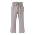 thumbnail image 4 of Fgnfyis Womens Pants High Waisted Wide Leg Fashion Drawstring Elastic Trousers Comfy Straight with Pockets Women Summer Pants Grey#2 S, 4 of 5