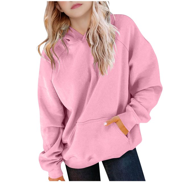 On Shoulder Top Children Solid Long Sleeve Hoodie Sports Casual