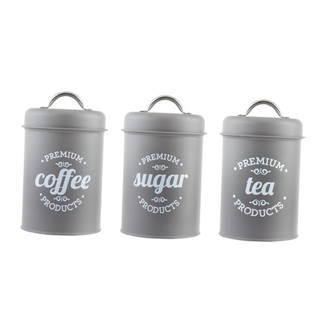 Abbracc 1200ml Sugar Tea Coffee Canisters Set Airtight Kitchen Food Storage Jars Bottles Matte Gray