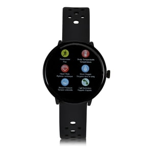 Rénovés iTime ITE4002GNBK Montre intelligente Elite en noir avec cadran rond avec bracelet en caoutchouc