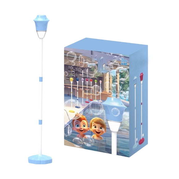 Machine à Bulles sur Pied Style Réverbère, Commande à une Touche avec Lumière et Musique, Fabricant de Bulles Automatique avec Solution de 150 ml, Jouet de Fête Extérieur pour Usage Familial