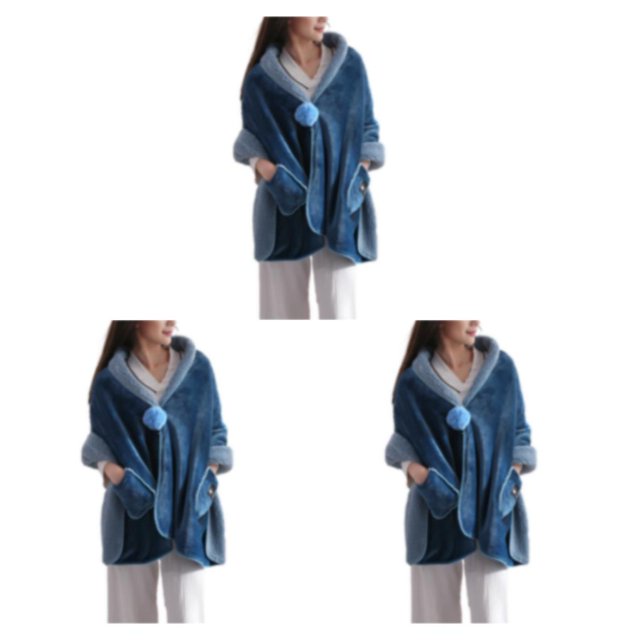Wweixi Poncho Blanket For Women Effortlessly Combine Fashion And Function Soft blue 3Set