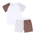 thumbnail image 3 of Fall Saving! HVOBTTY Girls Casual 2 Piece Short Sleeve Set, Girl's Solid Color Threaded Round Neck Short Sleeved and Shorts 2-Piece Set Gray, 70, 3 of 4
