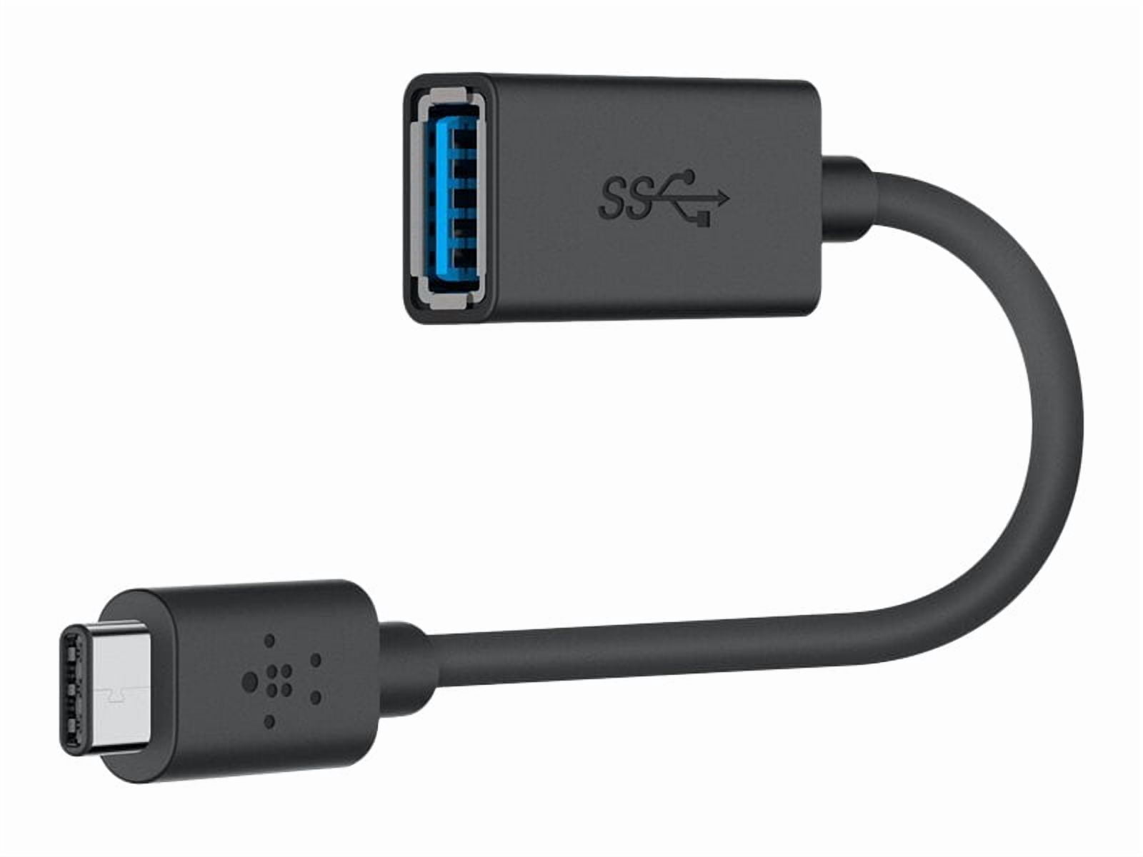 Adaptateur Belkin USB-C vers USB-A 3.0 certifié USB-IF – Compatible avec MacBook, Chromebook Pixel et appareils USB-C – Noir