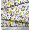 thumbnail image 2 of Soimoi White Poly Georgette Fabric Colorful Butterfly Print Sewing Fabric Yard 52 Inch Wide, 2 of 5