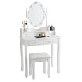 thumbnail image 1 of Giantex Vanity Table Set, Makeup Dressing Table w/Cushioned Stool & Lighted Mirror, White, 1 of 9