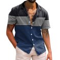 thumbnail image 1 of BOBOGOJP Chemises de Mode pour Hommes Coupe Régulière à Carreaux à Manches Courtes, Bleu Marine G, 1 of 4