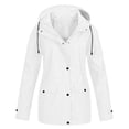 thumbnail image 1 of CEHVOM Women Solid Rain Jacket Outdoor Plus Size Waterproof Hooded Raincoat Windproof Clearance, 1 of 4
