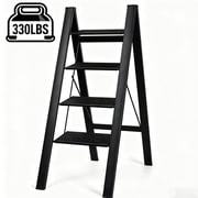 4 Step Ladder, Foldable Step Stool Aluminum Stepladder 330lbs Capacity
