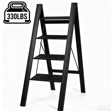 4 Step Ladder, Foldable Step Stool Aluminum Stepladder 330lbs Capacity