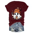thumbnail image 3 of T-shirt Graphique à Manches Courtes d'Halloween pour Femmes Col Rond Décontracté pour Tenue de Fête d'Été avec Jeans, 3 of 4