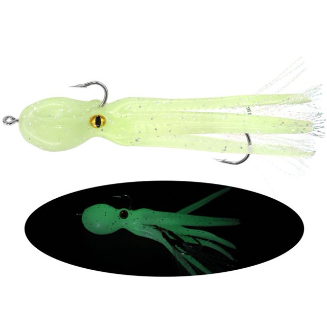 1PC 22g/11cm Double Hook Octopus Fishing Lure Artificial Silicone Soft Baits