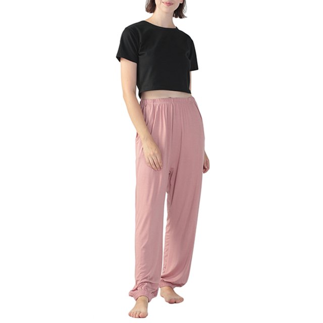 LUXUR Ladies Straight Leg Bottoms Tummy Control Sport Trousers Pink XXL