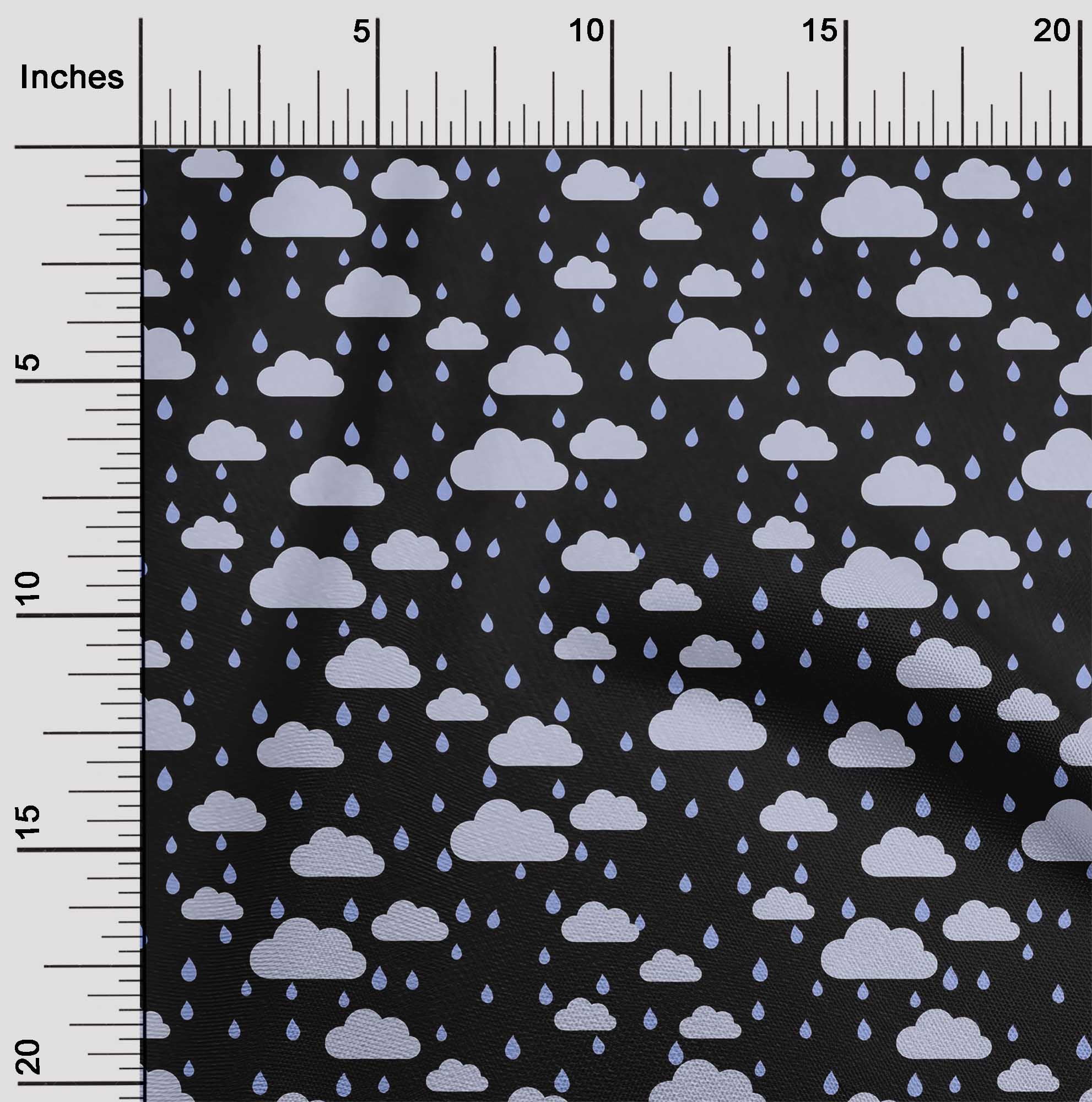 oneOone Cotton Silk Fabric Raindrop & Clouds Nature Fabric Prints by Yard 42 Inch Wide