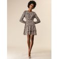 thumbnail image 3 of INSPIRE CHIC Women's Leopard Long Sleeve Smock Layered Ruffle Hem Dress, 3 of 6