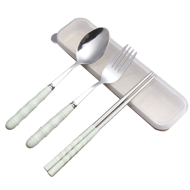 MVRLSH Daily Deals Clearance, Dinnerware 3-in-1 Stainless Steel Fork Spoon Chopsticks Set Travel Set With Plastic Case