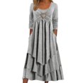 thumbnail image 1 of 2025 Robe Décontractée Ample pour Femme Robe Midi en Lin Robe à Manches Longues pour Femme Robe Évasée Robe Décontractée à Col Rond Ample Fluide Robe pour Femme Froncée, 1 of 4