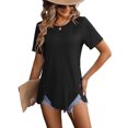 thumbnail image 2 of Avamo Ladies Tops Asymmetrical Hem Blouse Crew Neck T Shirt Soft Tee Work Tunic Black S, 2 of 4