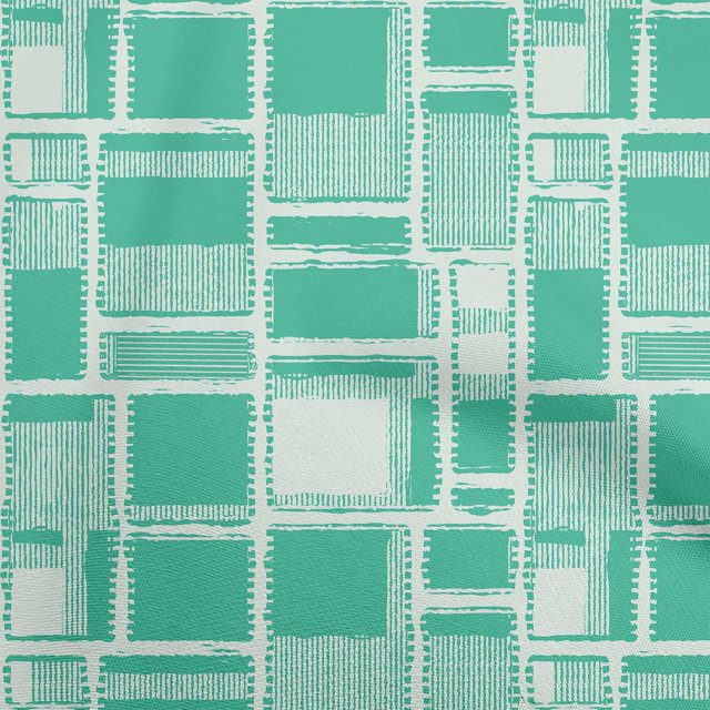 oneOone Polyester Spandex Sea Green Fabric Geometrical Craft Projects Decor Fabric Printed By The Yard 56 Inch Wide