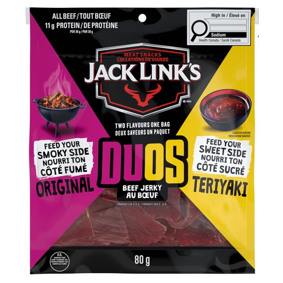 Duos de bœuf séché original et teriyaki de Jack Link