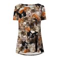 thumbnail image 5 of Hauts d'Été Grande Taille pour Femmes, T-Shirts Décontractés à Col Rond Imprimé, Manches Courtes, Blouse Ample, Col en V, en Solde, 5 of 5