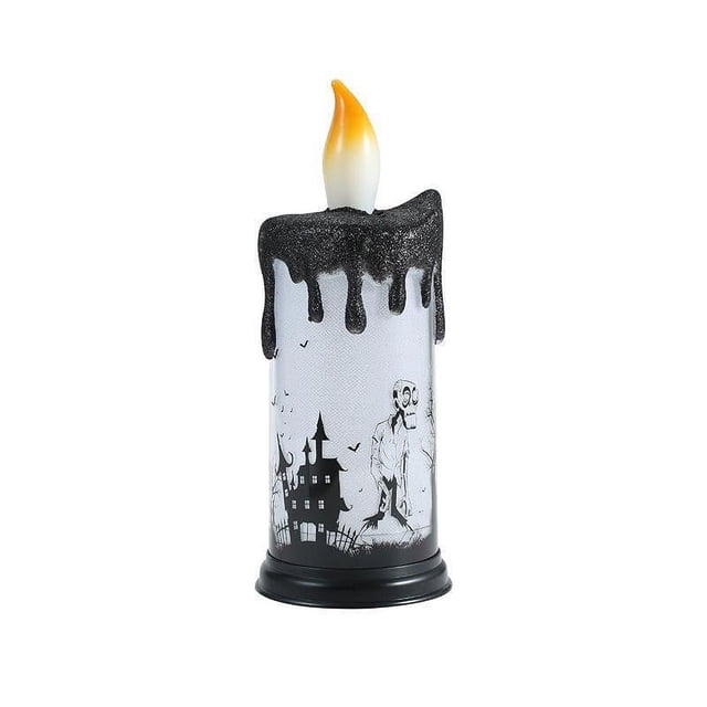 Style D Led Electronic Flameless Candle Light With Halloween Design For Window Display And Party Decor Plastic D